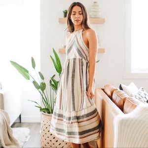 Midi Striped Woven Dress